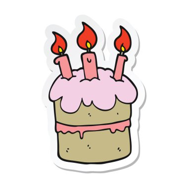 karikatür doğum günü pastası etiket
