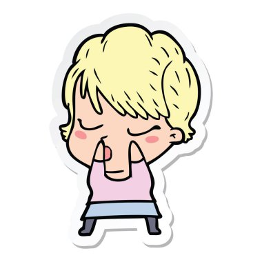 etiket bir karikatür kadının gözleri kapa