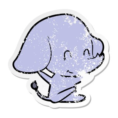 sevimli çizgi fil sıkıntılı etiket