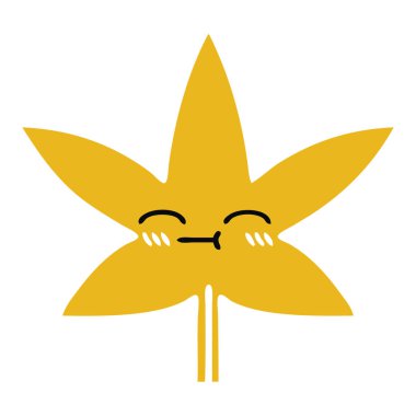 düz renk sonbahar yaprak retro çizgi film