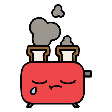 sevimli çizgi, bir ekmek kızartma makinesi,