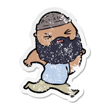 sakallı bir karikatür insanın sıkıntılı etiket