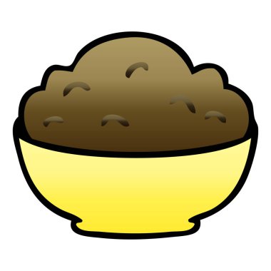 ilginç degrade gölgeli karikatür kase puding