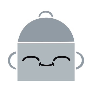 düz renk retro karikatür pot pişirme