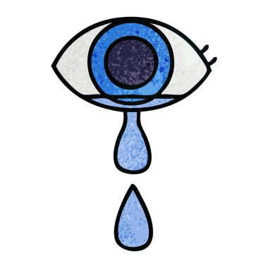 Retro grunge doku karikatür bir ağlayan göz