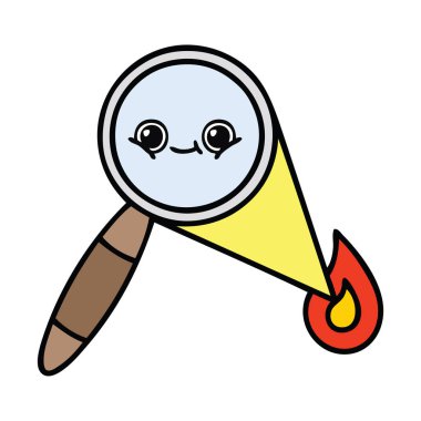 sevimli çizgi bir büyüteç