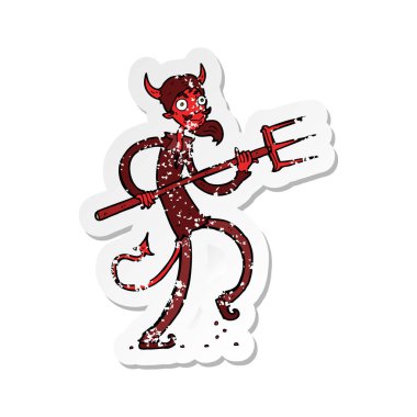 dirgen çizgi film şeytanla Retro sıkıntılı etiket