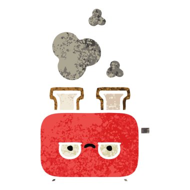 Retro illüstrasyon stil karikatür bir ekmek kızartma makinesi