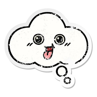 sevimli çizgi düşünce balonu sıkıntılı etiket