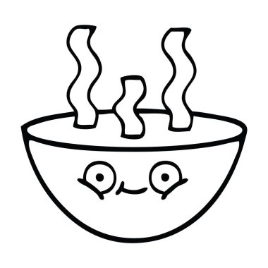 Çizim karikatür tas sıcak çorba