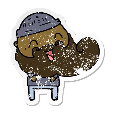 mutlu bir sakallı adamın sıkıntılı etiket