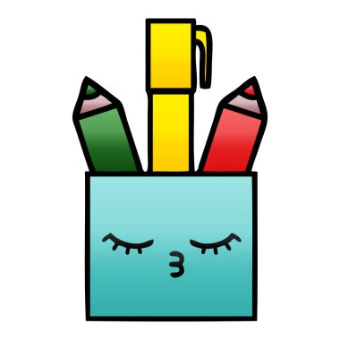 Degrade gölgeli karikatür kalem pot