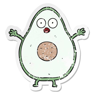 bir çizgi film avokado sıkıntılı etiket