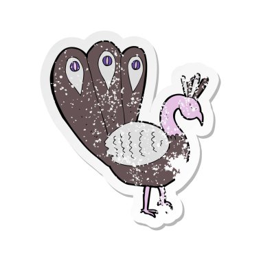 çizgi film tavus kuşu Retro sıkıntılı etiket