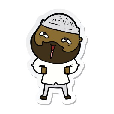 etiket karikatür mutlu bir sakallı adamın