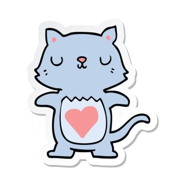 etiket bir sevimli çizgi kedi