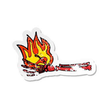 bir çizgi film sihirli iskelet el Retro sıkıntılı etiket