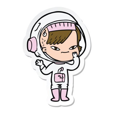 bir çizgi film astronot kadının etiket