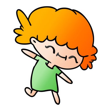 şirin kawaii kızın degrade çizgi film