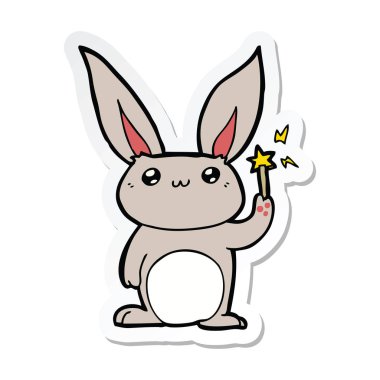 sevimli çizgi tavşan çıkartması