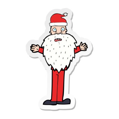 etiket bir karikatür Noel Baba endişeli