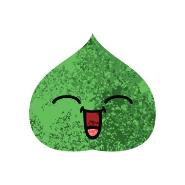 Retro illüstrasyon stil çizgi film ekspresiyon yaprak