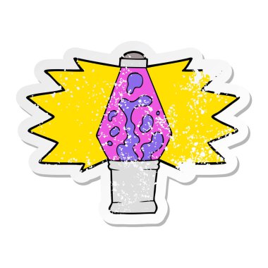 bir çizgi film lav lambası sıkıntılı etiket