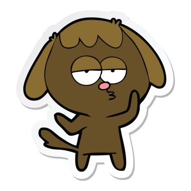 etiket bir karikatür köpek yorgun