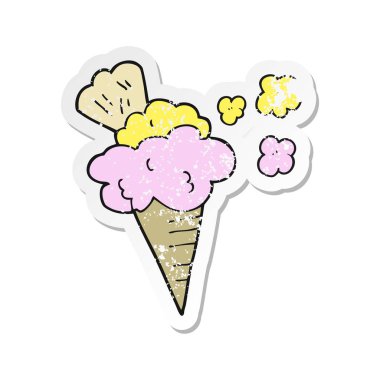 çizgi film dondurma Retro sıkıntılı etiket