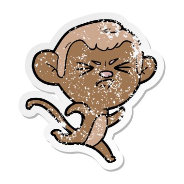 bir karikatür rahatsız maymunun sıkıntılı etiket