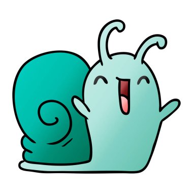 Degrade çizgi film kawaii mutlu sevimli salyangoz