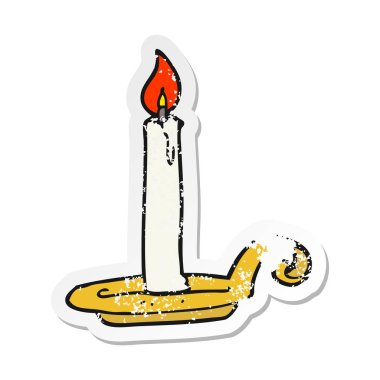 Retro bir çizgi film mum yanan etiket sıkıntılı