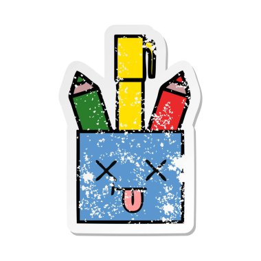 bir sevimli çizgi kalem tencere sıkıntılı etiket