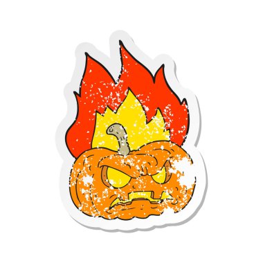 bir karikatür Retro sıkıntılı etiket Cadılar Bayramı Balkabağı