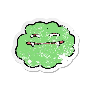 Retro sıkıntılı etiket bir karikatür vampir bulut