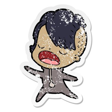 konuşuyor karikatür serin hipster kızın sıkıntılı etiket