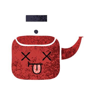 Retro illüstrasyon tarzı çizgi film su ısıtıcısı