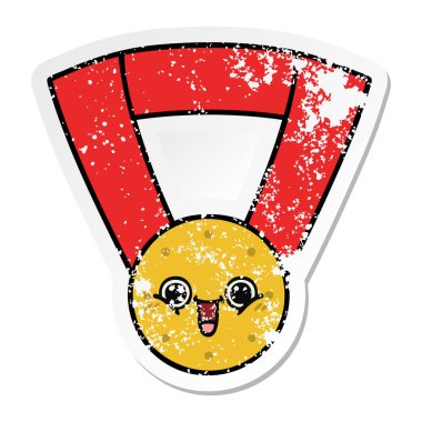 sevimli çizgi altın madalya sıkıntılı etiket