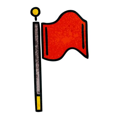 Retro grunge doku karikatür bir kırmızı bayrak
