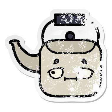 sevimli çizgi Kettle sıkıntılı etiket