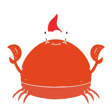 düz renk illüstrasyon santa şapka Yengeç el çekilmiş