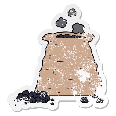 bir çizgi film çuval kömür sıkıntılı etiket