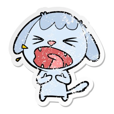 sevimli çizgi köpeklerin sıkıntılı etiket