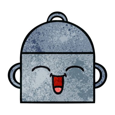 Retro grunge doku karikatür bir pişirme tencere