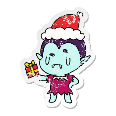 Noel sıkıntılı etiket karikatür kawaii vampir
