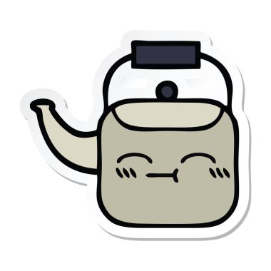 sevimli çizgi Kettle etiket