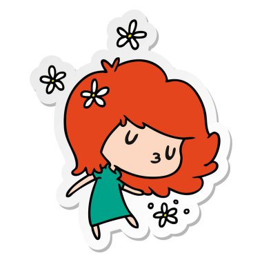 etiket karikatür bir şirin kawaii kız