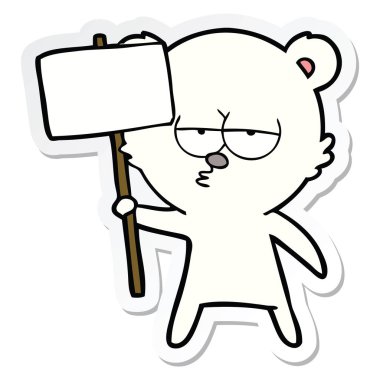 etiket işareti ile sıkılmış kutup ayısı karikatür 