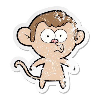 bir karikatür maymun hooting sıkıntılı etiket