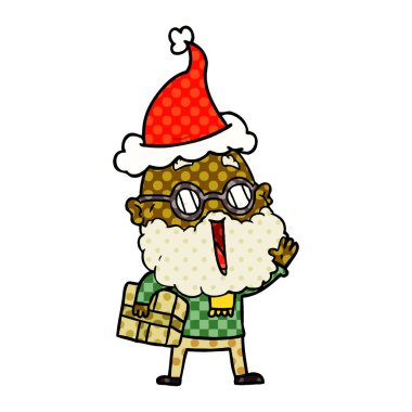 Sakal ve par neşeli bir adam çizgi roman tarzı gösteren resim